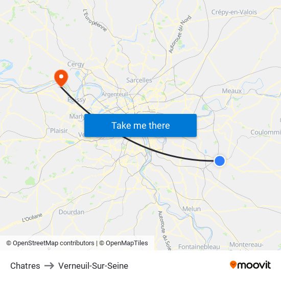 Chatres to Verneuil-Sur-Seine map