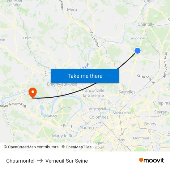Chaumontel to Verneuil-Sur-Seine map