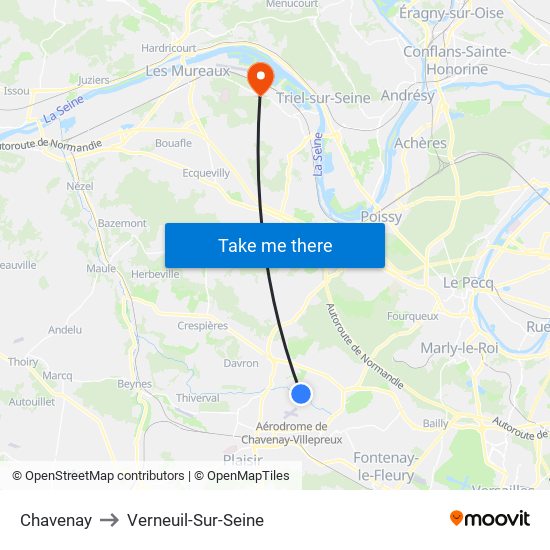 Chavenay to Verneuil-Sur-Seine map