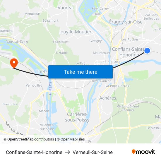 Conflans-Sainte-Honorine to Verneuil-Sur-Seine map