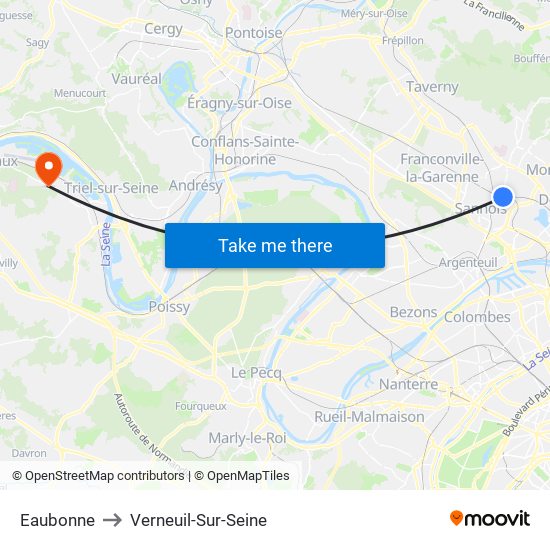 Eaubonne to Verneuil-Sur-Seine map