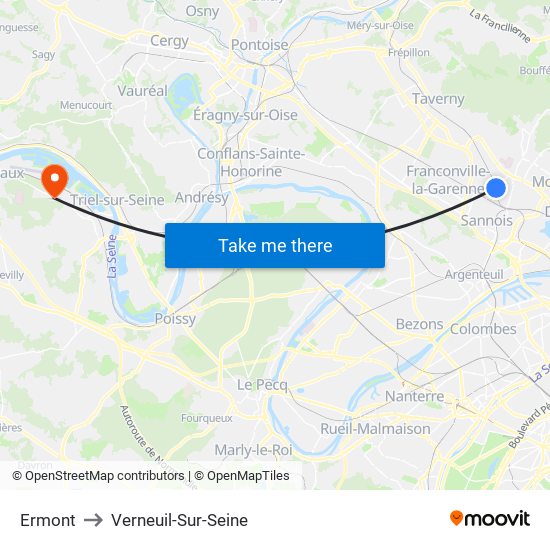 Ermont to Verneuil-Sur-Seine map