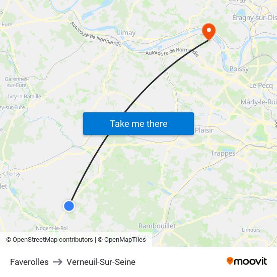 Faverolles to Verneuil-Sur-Seine map