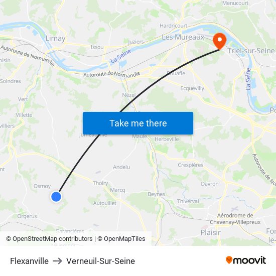 Flexanville to Verneuil-Sur-Seine map