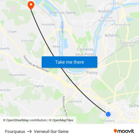 Fourqueux to Verneuil-Sur-Seine map