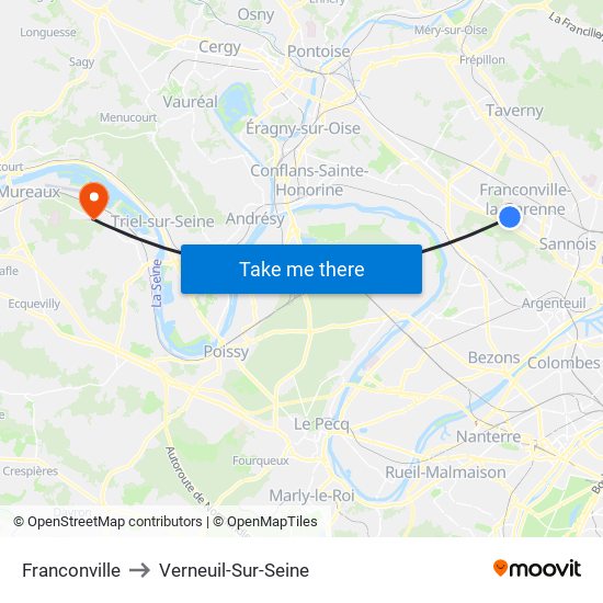 Franconville to Verneuil-Sur-Seine map