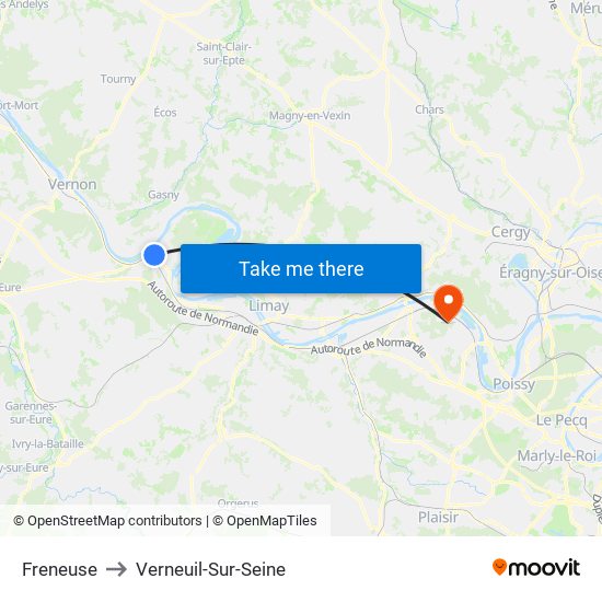 Freneuse to Verneuil-Sur-Seine map