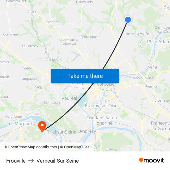 Frouville to Verneuil-Sur-Seine map