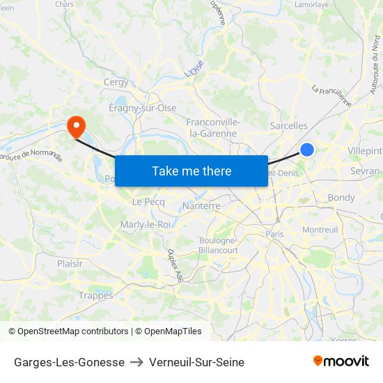 Garges-Les-Gonesse to Verneuil-Sur-Seine map