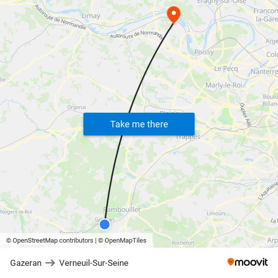 Gazeran to Verneuil-Sur-Seine map