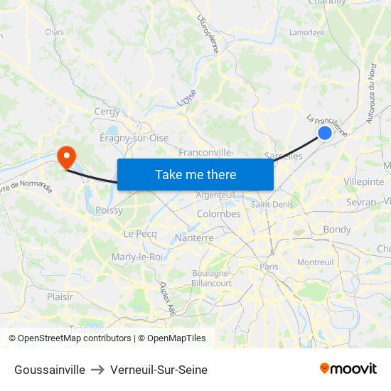 Goussainville to Verneuil-Sur-Seine map