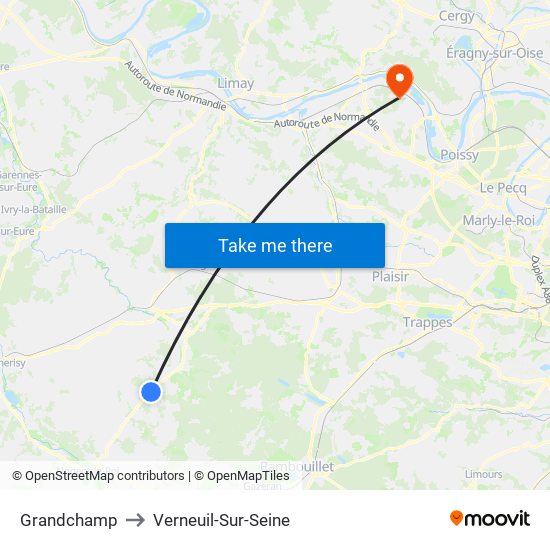 Grandchamp to Verneuil-Sur-Seine map