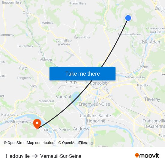 Hedouville to Verneuil-Sur-Seine map