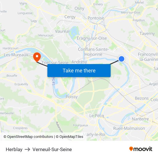Herblay to Verneuil-Sur-Seine map