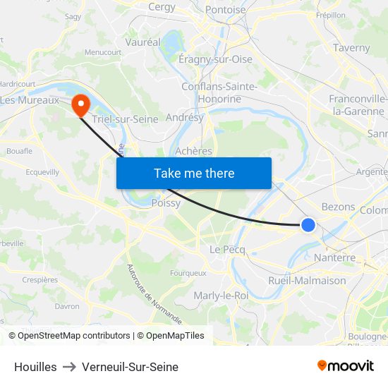 Houilles to Verneuil-Sur-Seine map