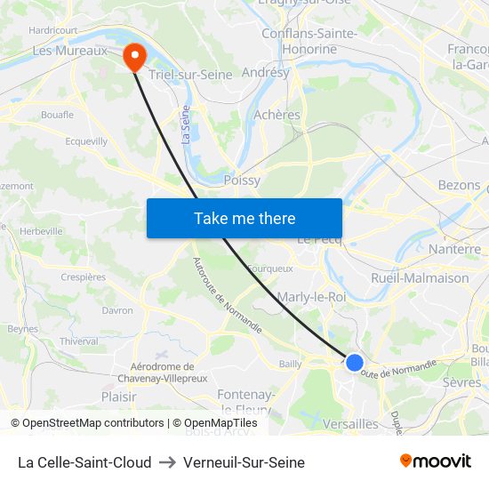 La Celle-Saint-Cloud to Verneuil-Sur-Seine map