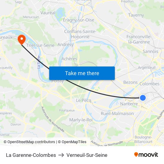 La Garenne-Colombes to Verneuil-Sur-Seine map