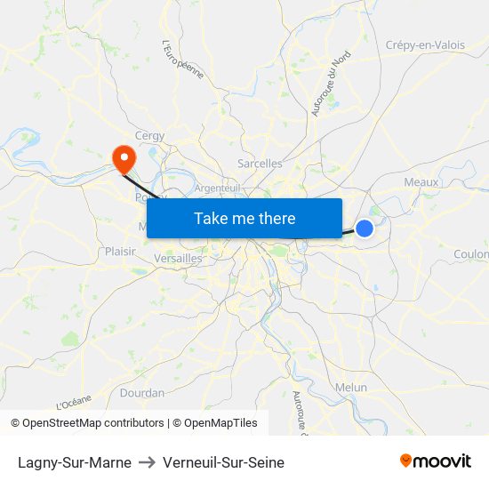 Lagny-Sur-Marne to Verneuil-Sur-Seine map