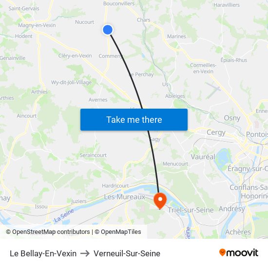 Le Bellay-En-Vexin to Verneuil-Sur-Seine map