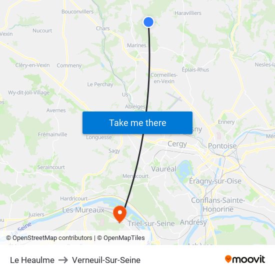 Le Heaulme to Verneuil-Sur-Seine map