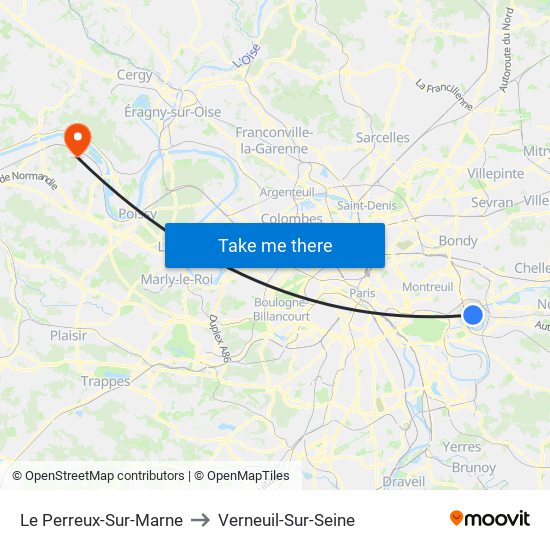 Le Perreux-Sur-Marne to Verneuil-Sur-Seine map