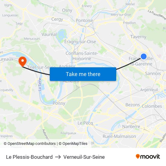 Le Plessis-Bouchard to Verneuil-Sur-Seine map