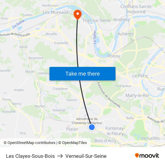 Les Clayes-Sous-Bois to Verneuil-Sur-Seine map