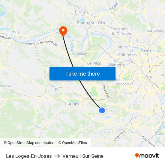 Les Loges-En-Josas to Verneuil-Sur-Seine map