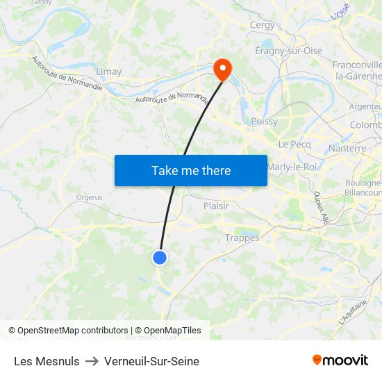 Les Mesnuls to Verneuil-Sur-Seine map