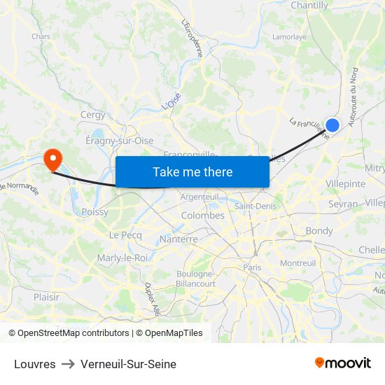 Louvres to Verneuil-Sur-Seine map