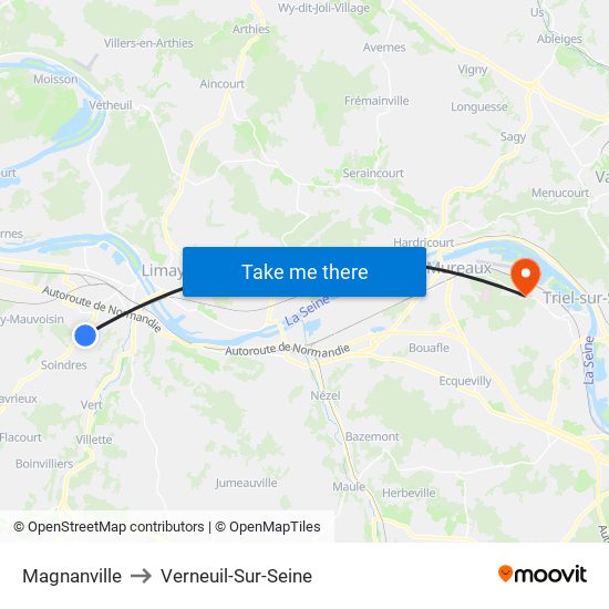 Magnanville to Verneuil-Sur-Seine map