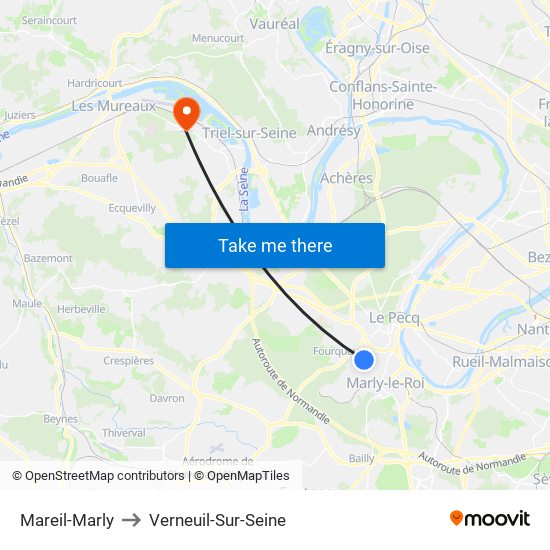 Mareil-Marly to Verneuil-Sur-Seine map