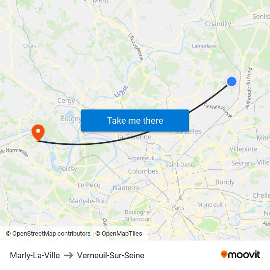 Marly-La-Ville to Verneuil-Sur-Seine map