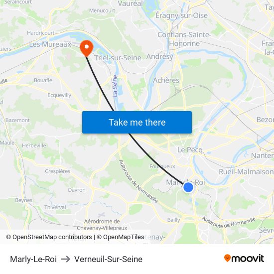 Marly-Le-Roi to Verneuil-Sur-Seine map