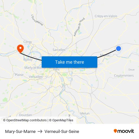 Mary-Sur-Marne to Verneuil-Sur-Seine map