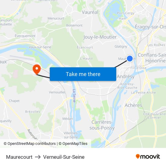 Maurecourt to Verneuil-Sur-Seine map