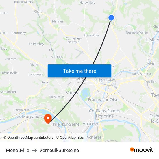 Menouville to Verneuil-Sur-Seine map
