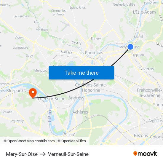 Mery-Sur-Oise to Verneuil-Sur-Seine map