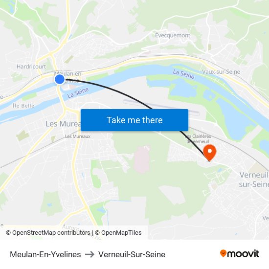 Meulan-En-Yvelines to Verneuil-Sur-Seine map