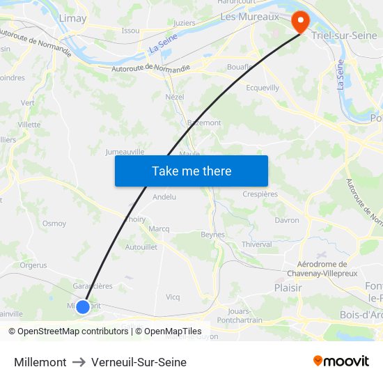 Millemont to Verneuil-Sur-Seine map