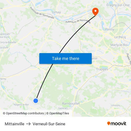 Mittainville to Verneuil-Sur-Seine map