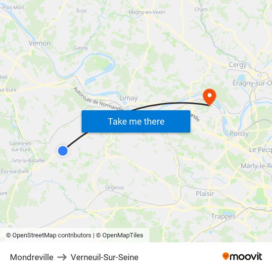 Mondreville to Verneuil-Sur-Seine map