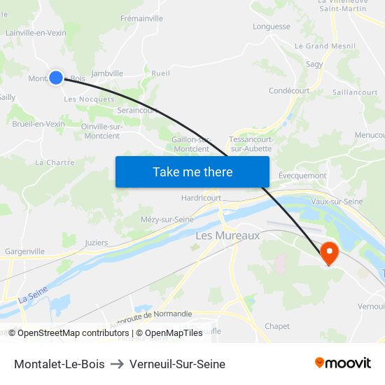 Montalet-Le-Bois to Verneuil-Sur-Seine map