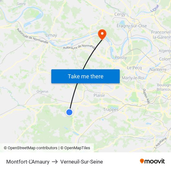 Montfort-L'Amaury to Verneuil-Sur-Seine map
