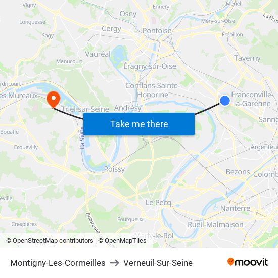 Montigny-Les-Cormeilles to Verneuil-Sur-Seine map