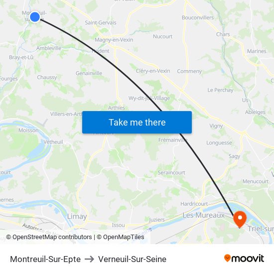 Montreuil-Sur-Epte to Verneuil-Sur-Seine map