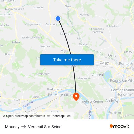 Moussy to Verneuil-Sur-Seine map