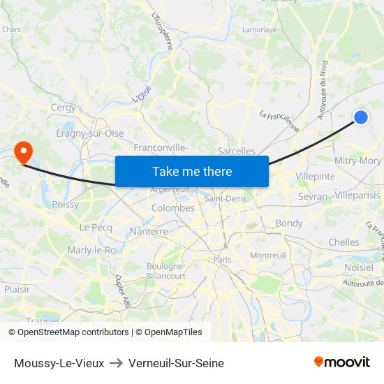 Moussy-Le-Vieux to Verneuil-Sur-Seine map