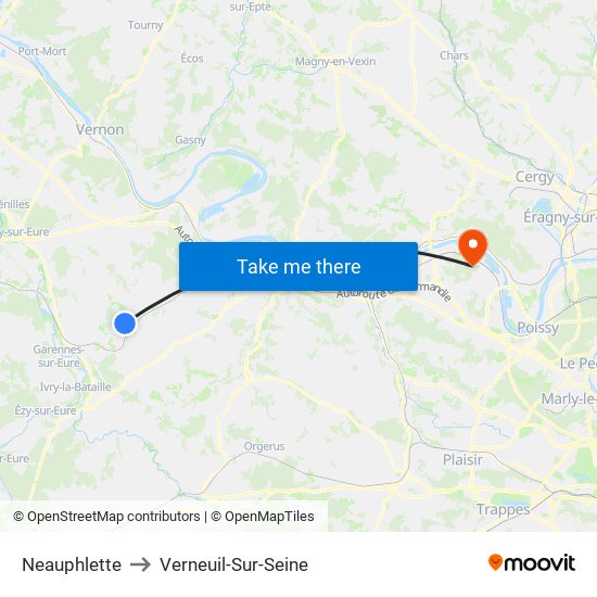Neauphlette to Verneuil-Sur-Seine map