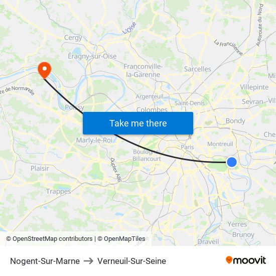 Nogent-Sur-Marne to Verneuil-Sur-Seine map